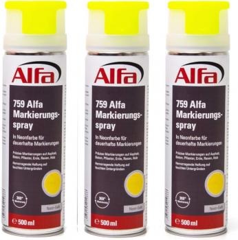 759 Alfa Markierungsspray / Signierspray (3 x 500 ml) - neongelb